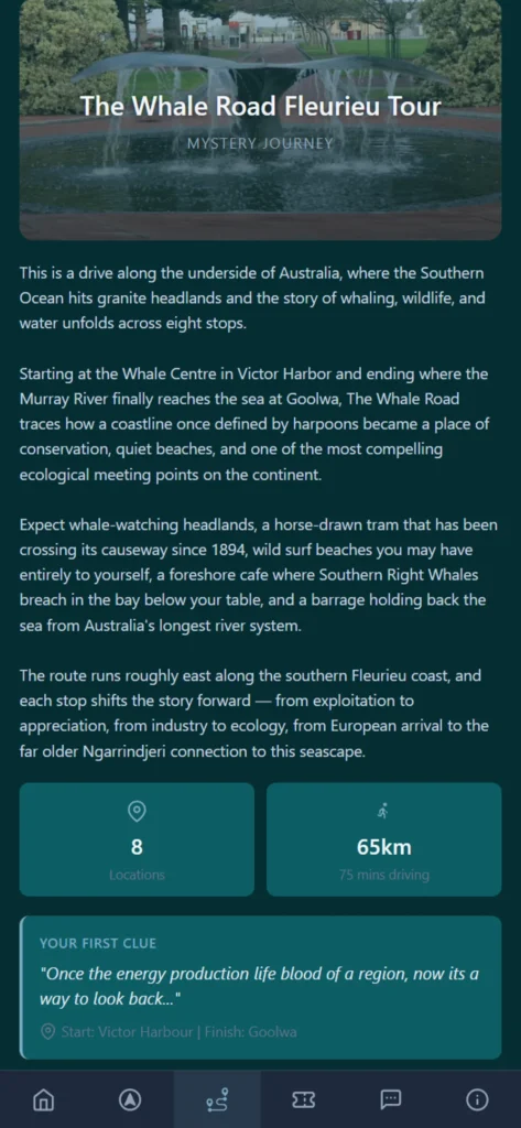 mystery journey info screen