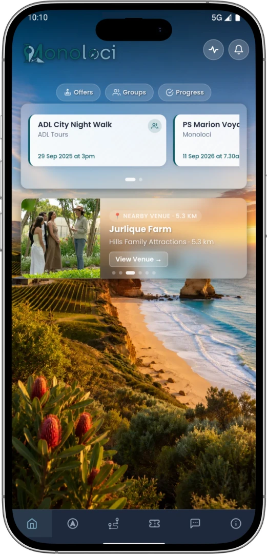 Monoloci app home screen